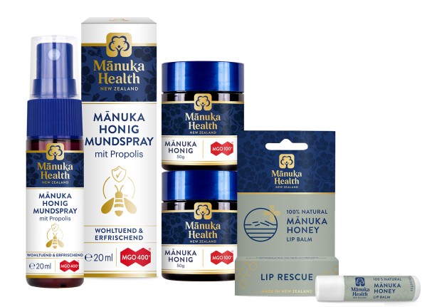 Set Manuka Health Manuka Honig, Rachenspray und Lippenbalsam
